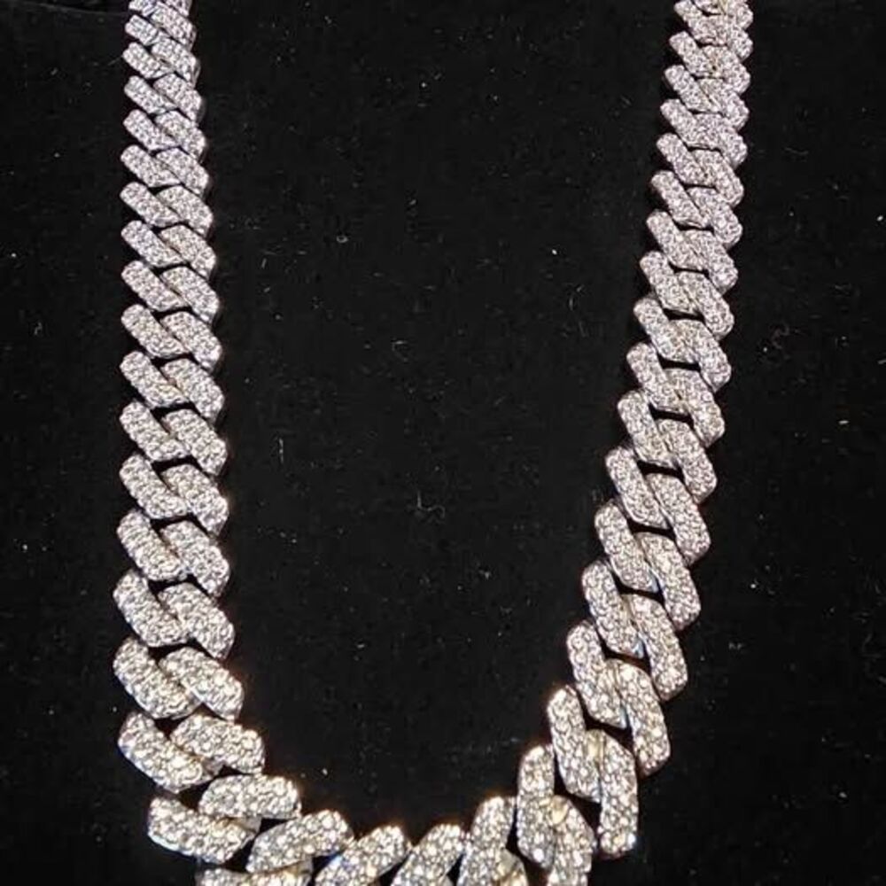 18" Gold over Cuban Necklace with CZ's.